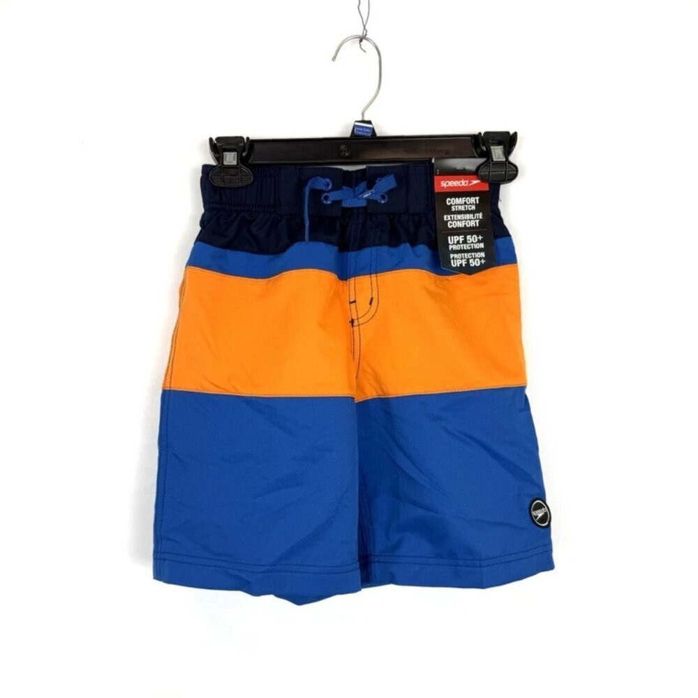 Speedo Youth Boy’s Navy Blue/Orange Swim Trunks Size M